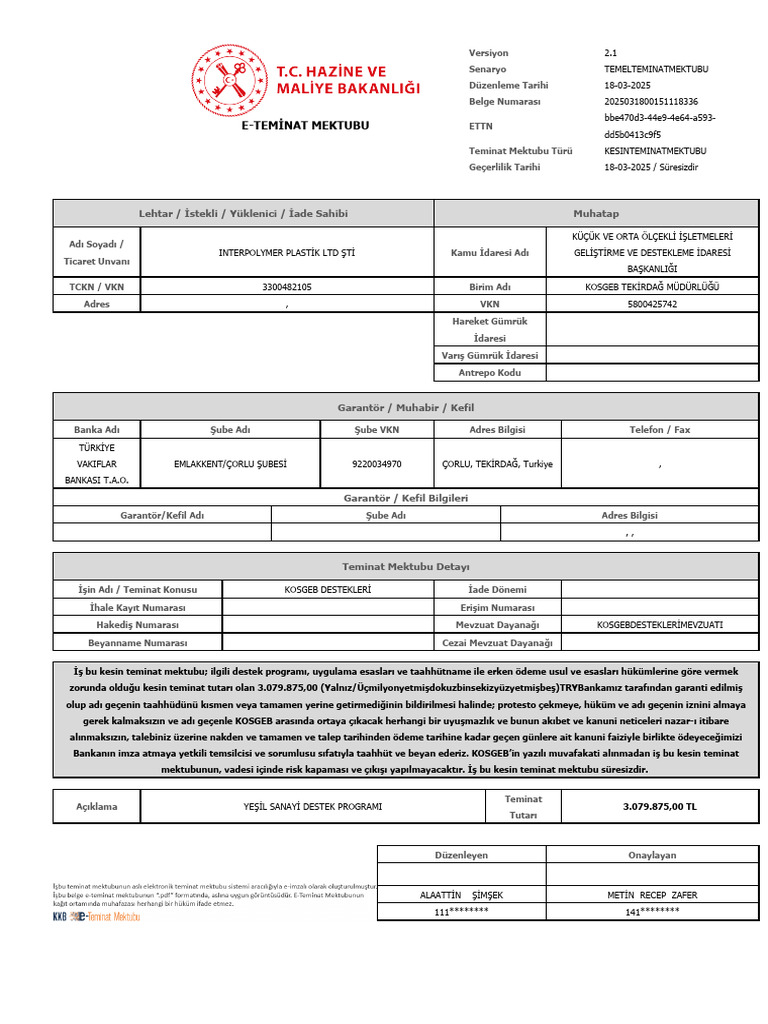Etmp Teminat Mektubu 202503180018011682 Imzali | PDF