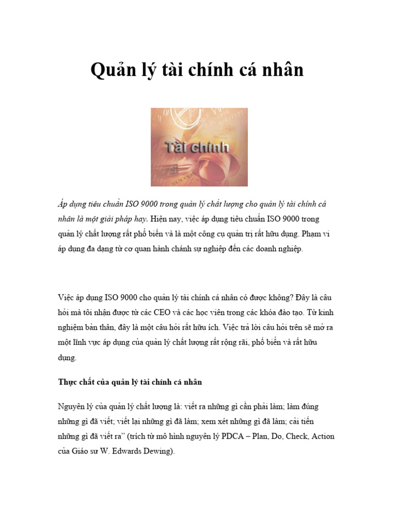 Quan Ly Tai Chinh Ca Nhan 1 | PDF