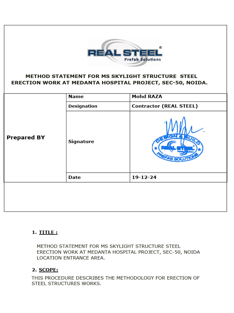 Steel Erection Method at Medanta Hospital | PDF | Crane (Machine) | Welding