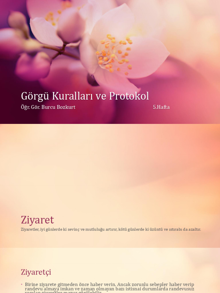Görgü Kuralları Ve Protokol Hafta 5 | PDF
