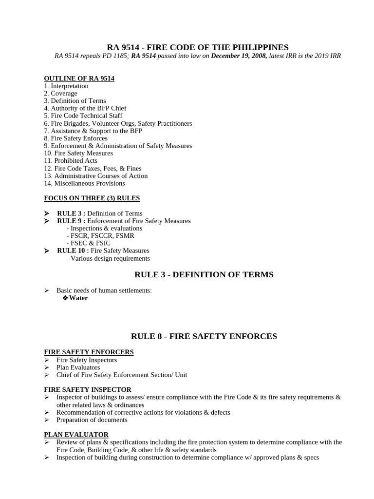 Fire Code of the Philippines Overview | PDF | Fire Safety | Safety