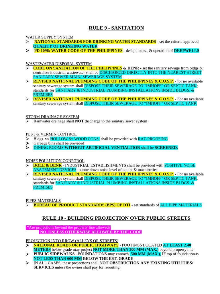 0 Notes on Module 3 -NBC Rule 9-20 | PDF | Stairs | Sanitary Sewer