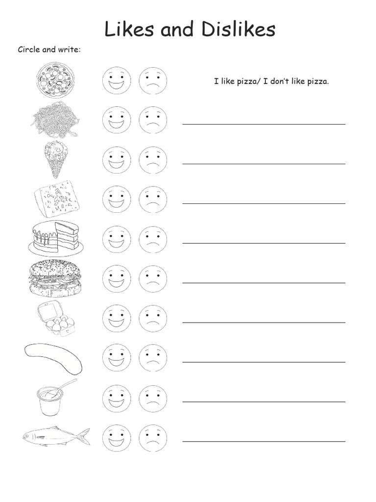 Likes and Dislikes Activity Sheet | PDF