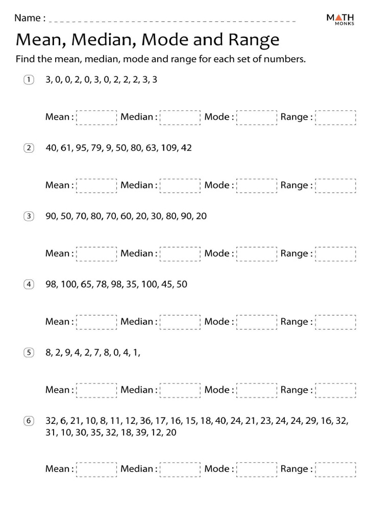Mean Median Mode Range | PDF