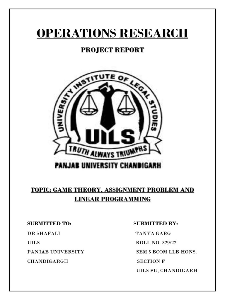 Operations Research Project Report | PDF