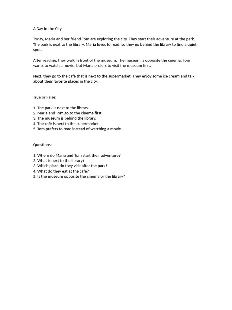 Go 4 Reading Unit 4 The City | PDF
