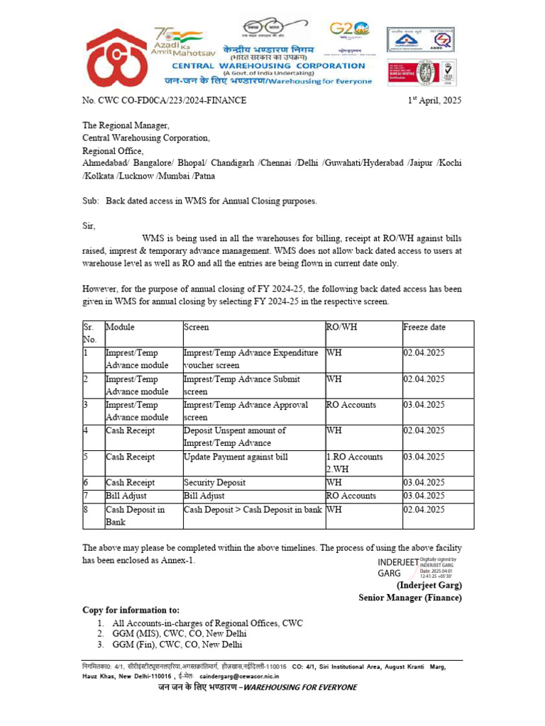 Letter For Back Dated Access | PDF | Menu | Receipt