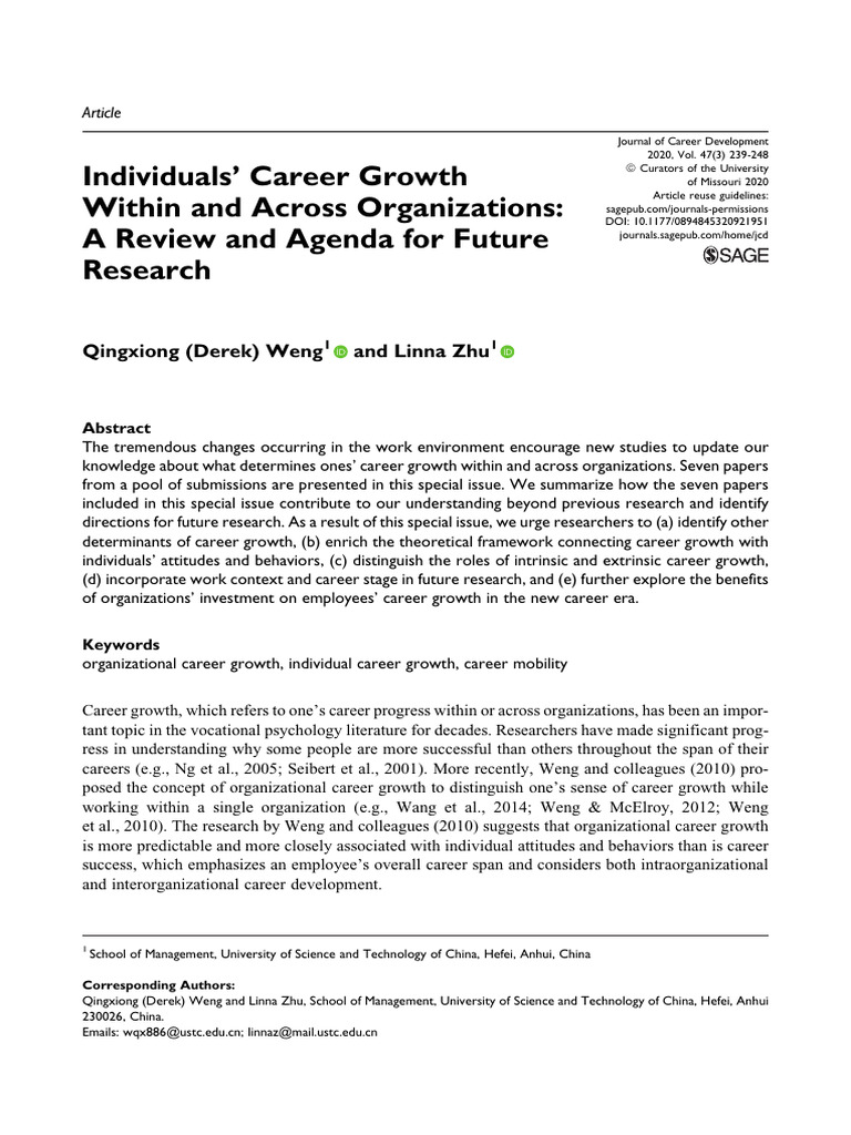 Career Growth Insights and Future Research | PDF | Motivation ...