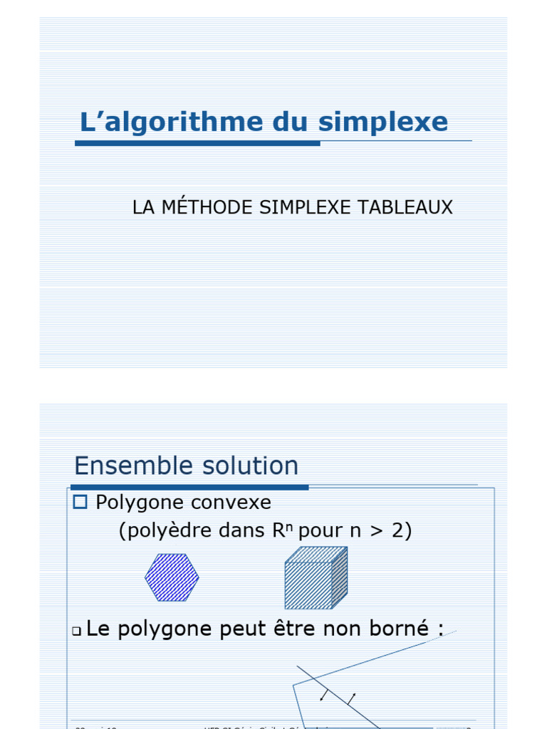 Algorithme du Simplexe et Méthodes | PDF | Algèbre | Analyse mathématique