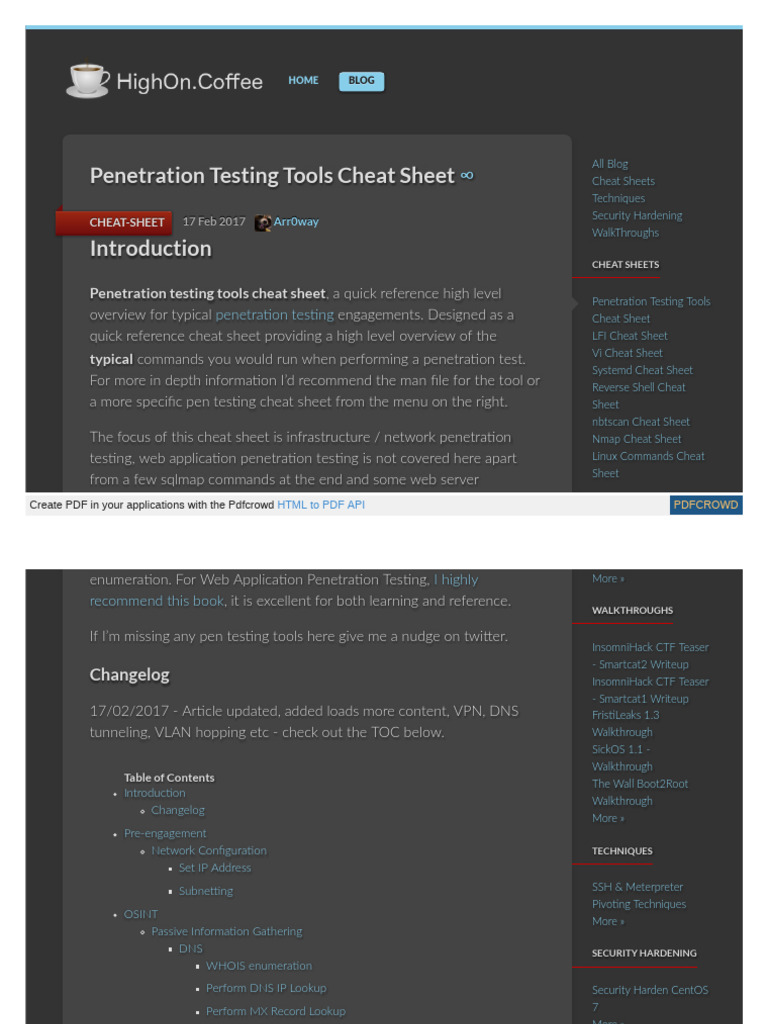 Penetration Testing Tools Cheat Sheet | PDF | Microsoft Sql Server ...