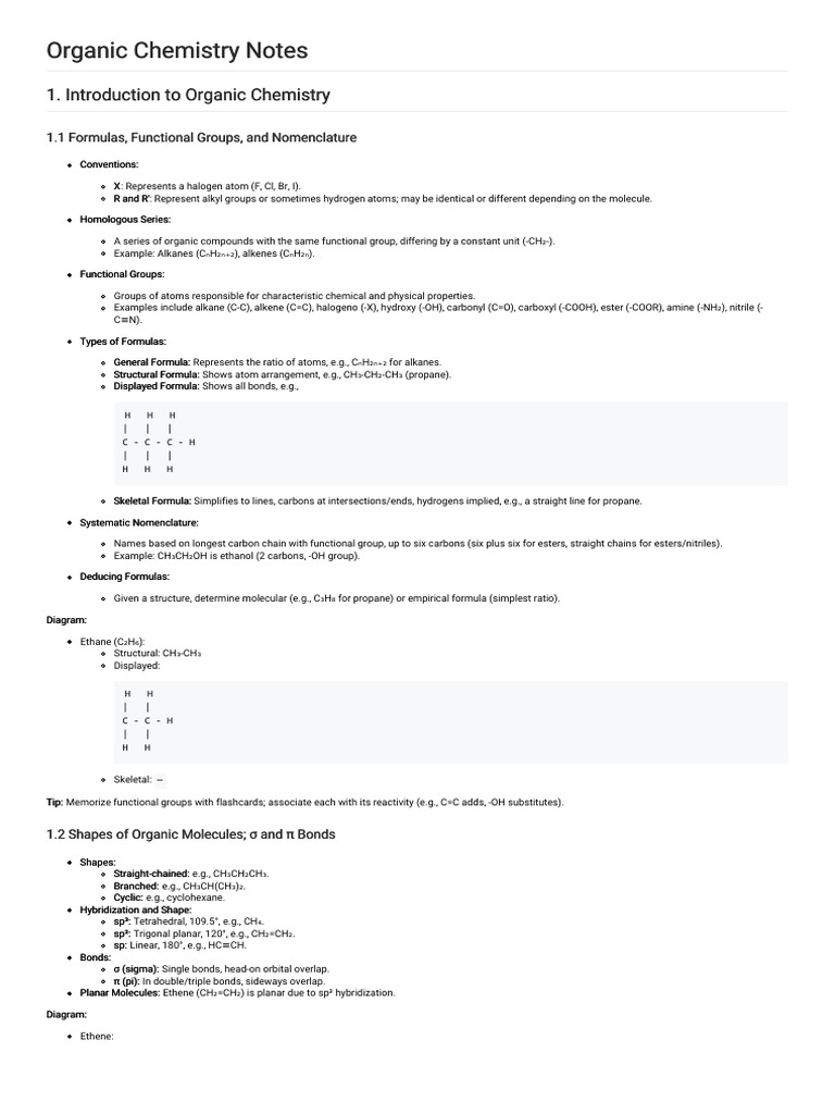 Organic Chemistry Overview and Concepts | PDF | Alkene | Ester