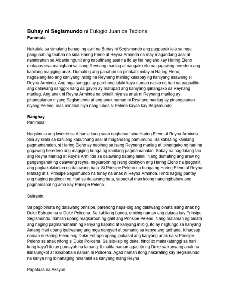 Buhay Ni Segismundo - Pangkat 2 | PDF