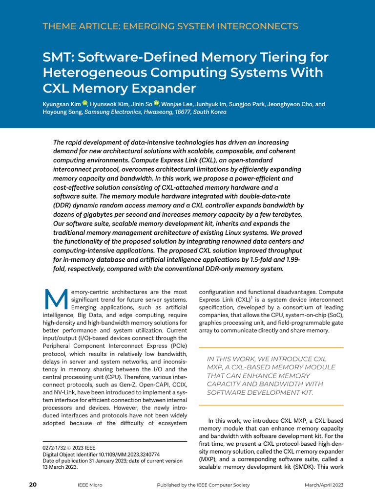 CXL Memory Optimization for AI Applications | PDF | Computing | System ...