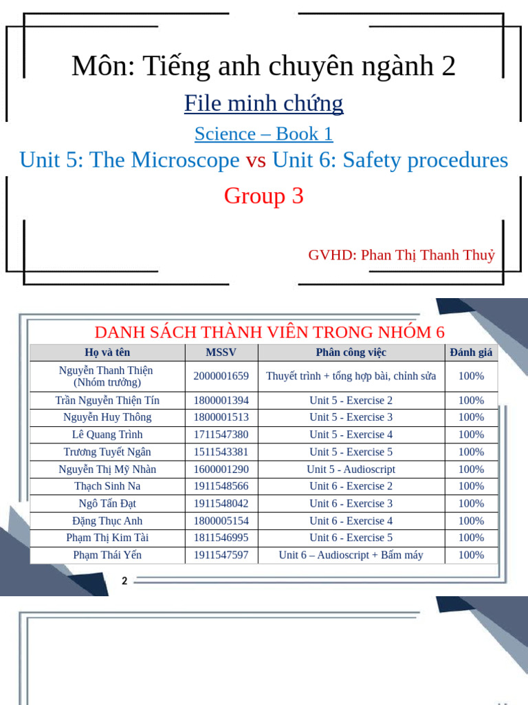 NHÓM 3 - SCIENCE - BOOK1 - U56 - Lớp - 223 - TACN2 - T35 | PDF