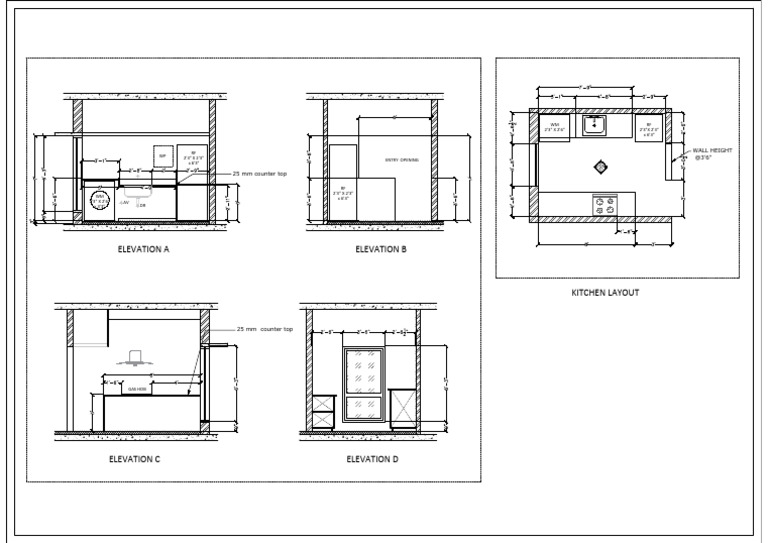 Kitchen Layout Plan and Elevation - 23.05.24 | PDF