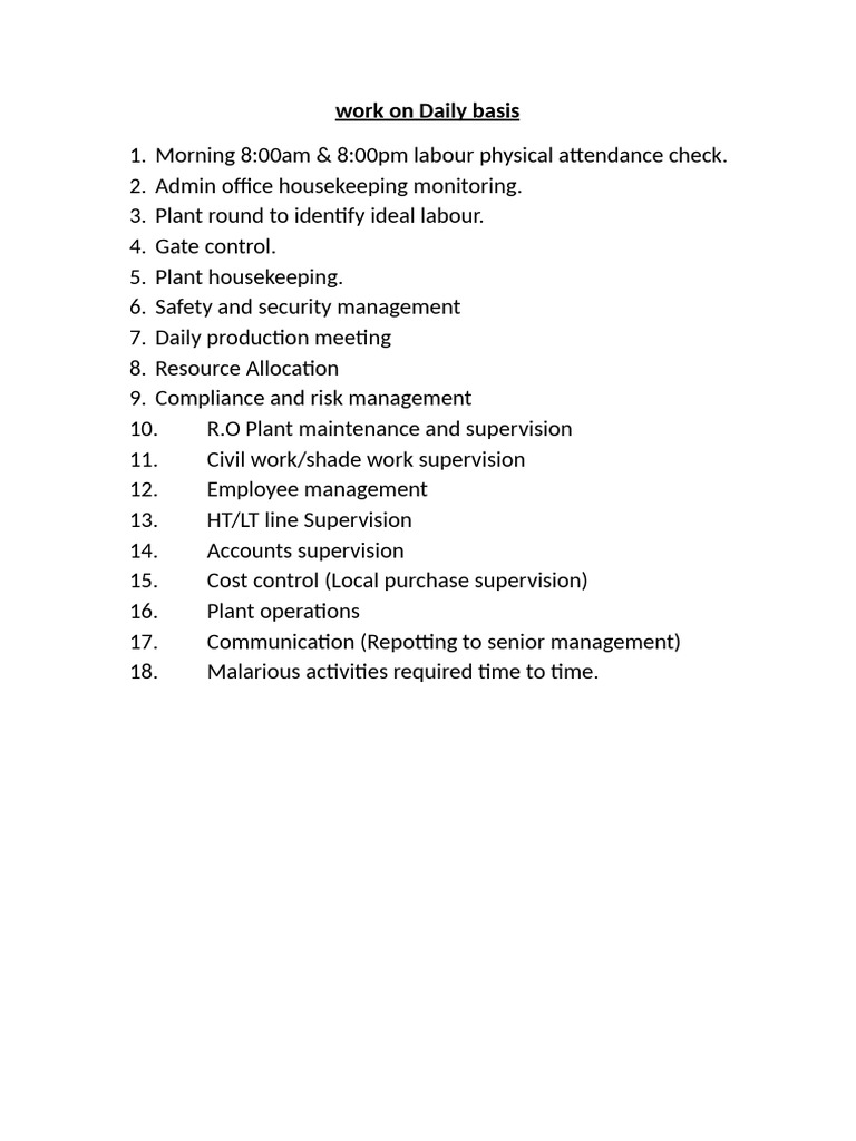 Admin Work On Daily Basis | PDF