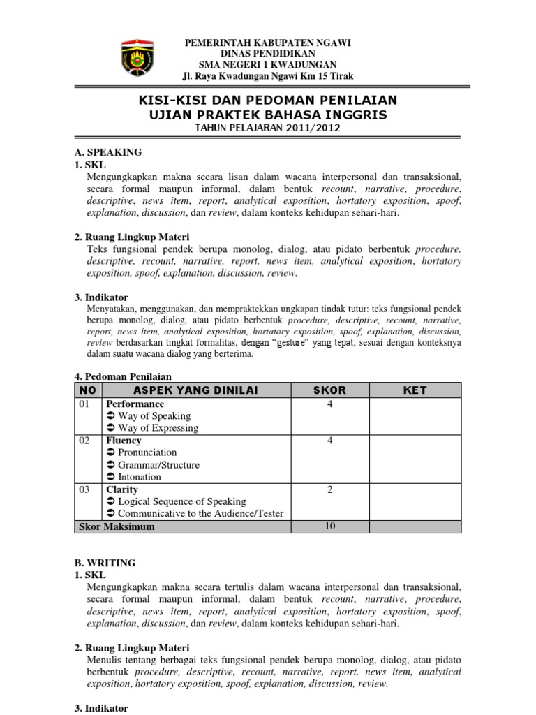 Teks Pidato Bahasa Inggris Untuk Ujian Praktek Berbagai Teks Penting