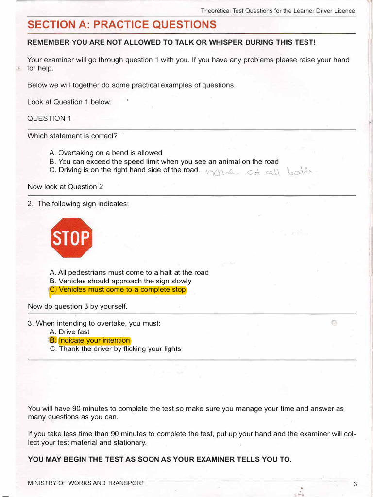 Learner Driver Licence Test Questions | PDF | Traffic | Motorcycle