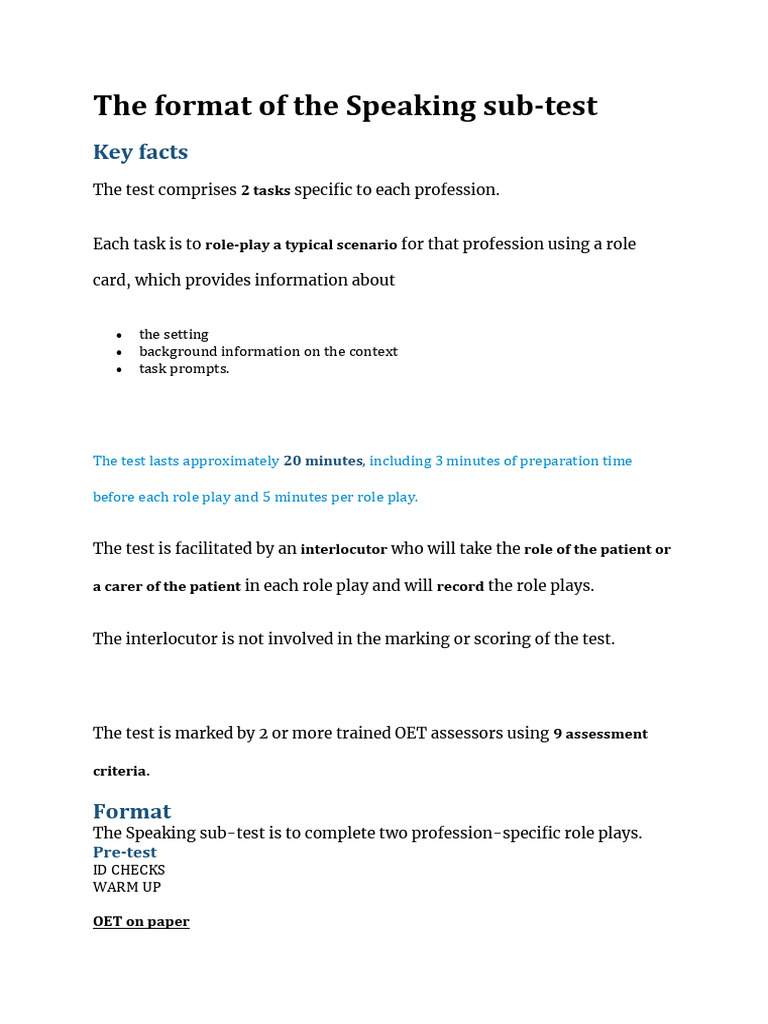 Speaking Sub-Test Format Overview | PDF | Communication | Learning