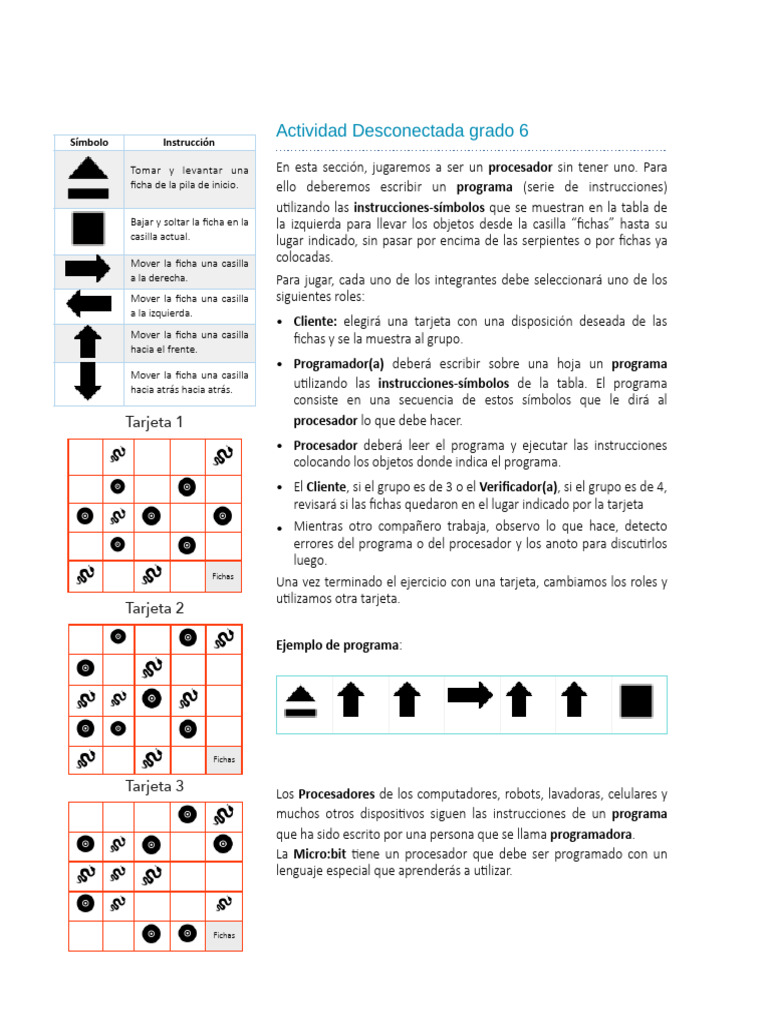 Actividad de Programación Desconectada 6° | PDF | Programa de ...