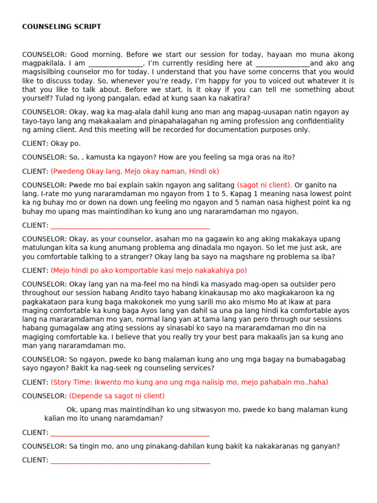 Counseling Script | PDF