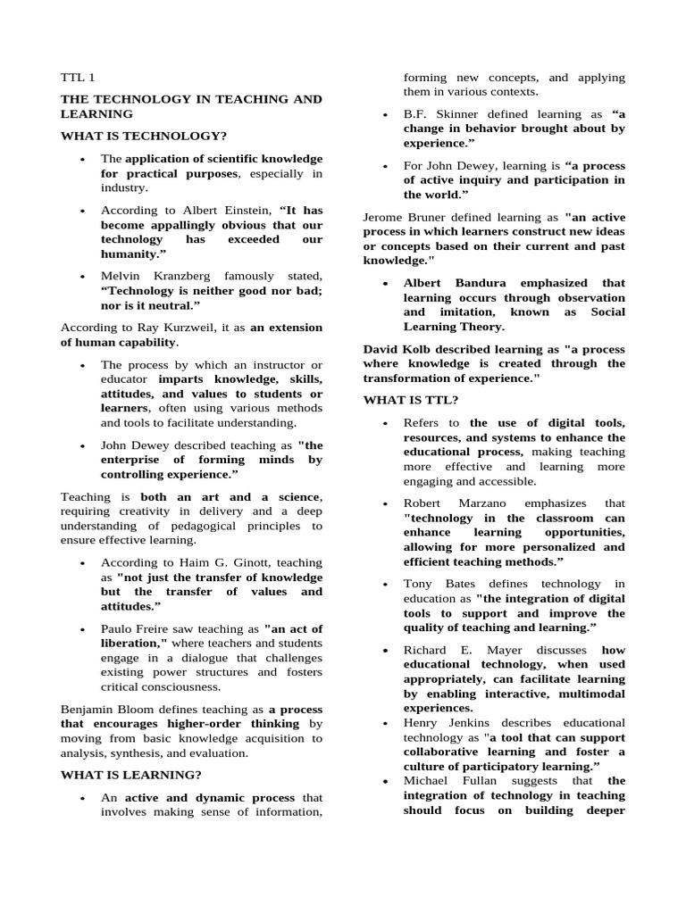 TTL 1 REVIEW PRELIMS | PDF | Educational Technology | Information And ...
