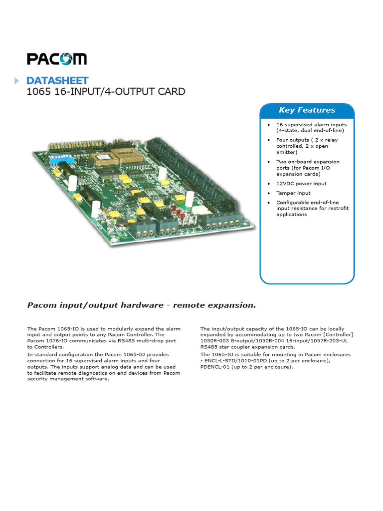 Pacom 1065-IO Alarm Expansion Card | PDF | Computer Engineering ...
