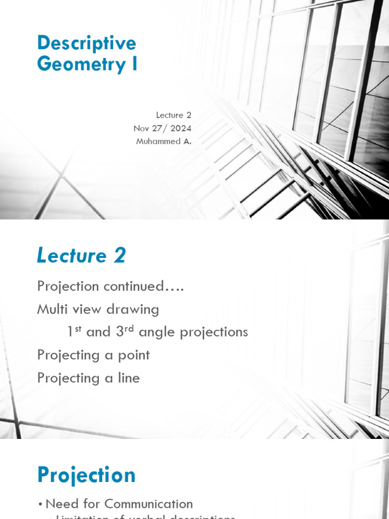 L2 Projection in Descriptive Geometry | PDF | Line (Geometry) | Slope