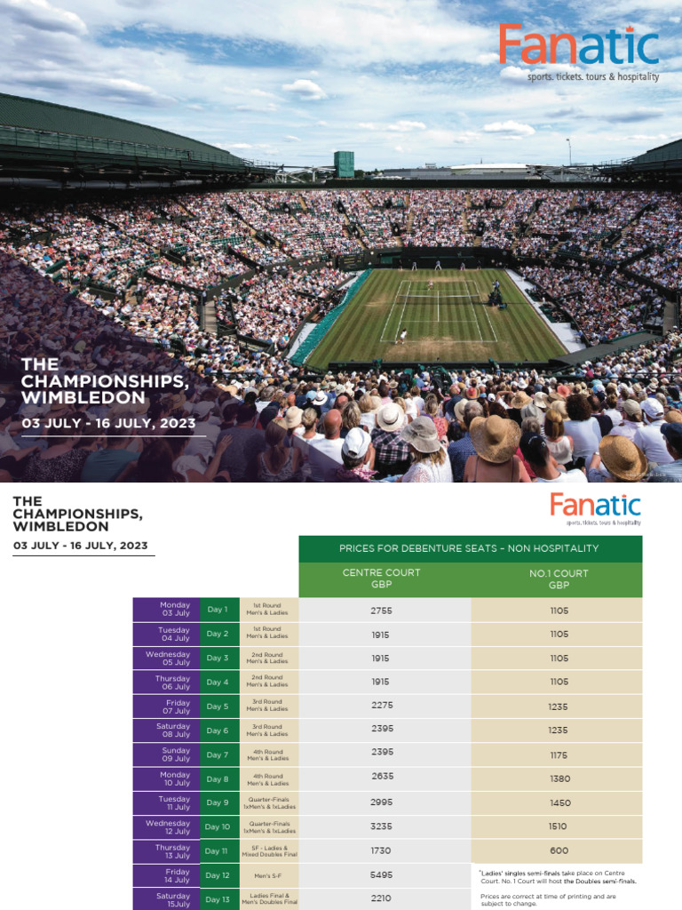 Wimbledon 2023 Debenture Seat Prices | PDF