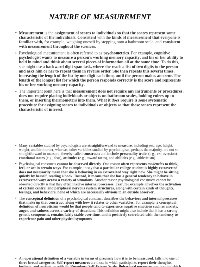 MODULE 1-NATURE OF PSYCHOLOGICAL MEASUREMENT. 2 | PDF | Level Of ...