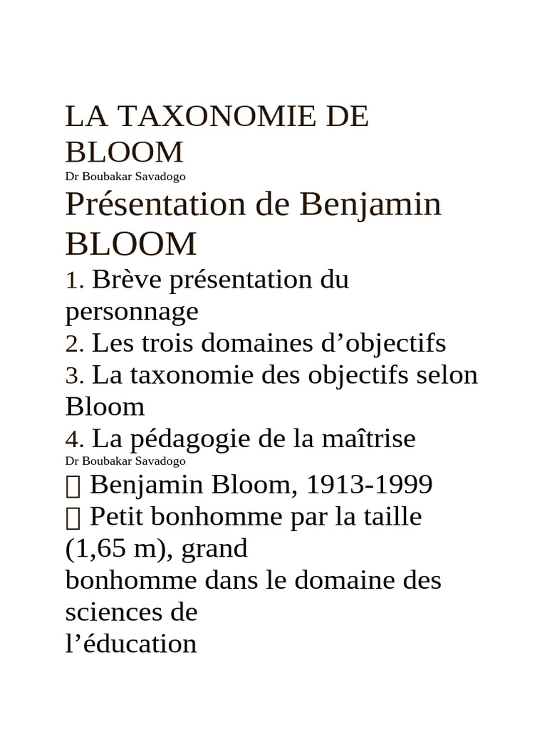 La Taxonomie de Bloom en Éducation | PDF | Cognition