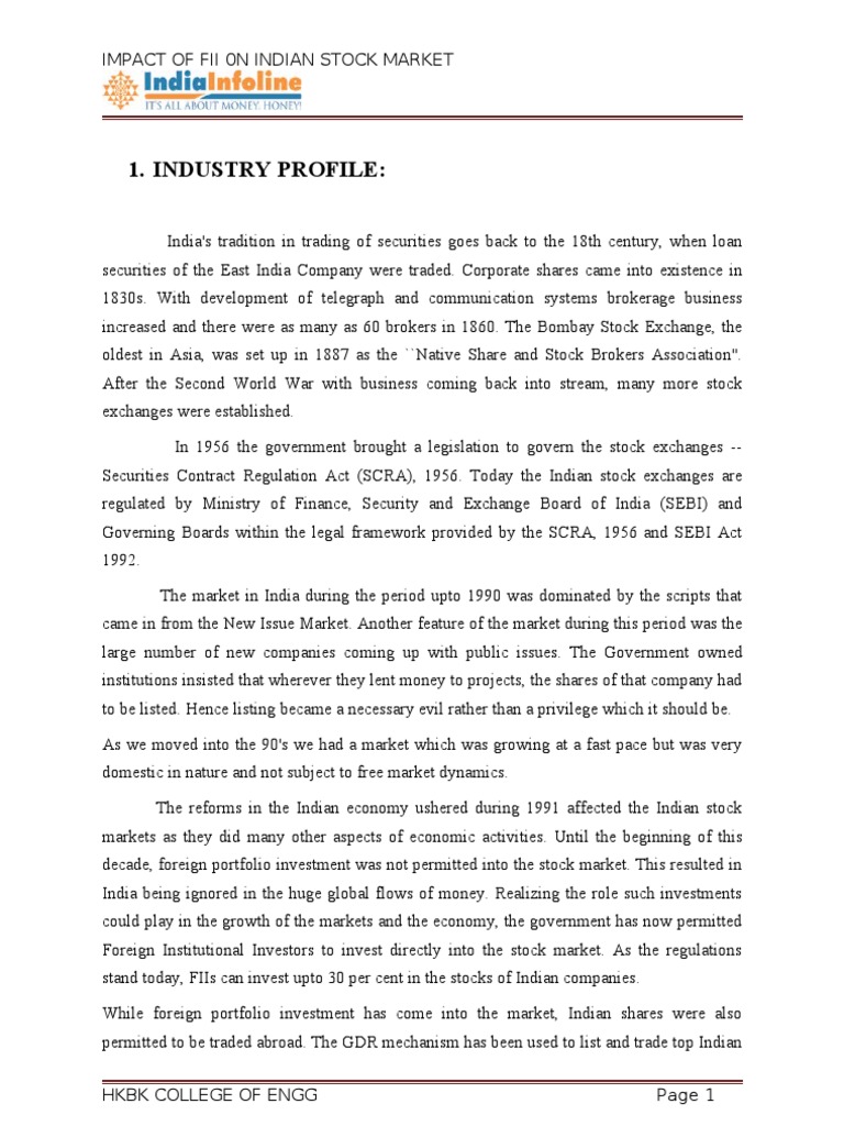 FII Impact on Indian Stock Market | PDF | Stocks | Investing
