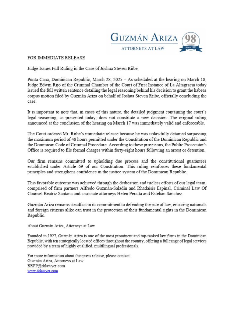 Judge Rules in Joshua Riibe Case | PDF