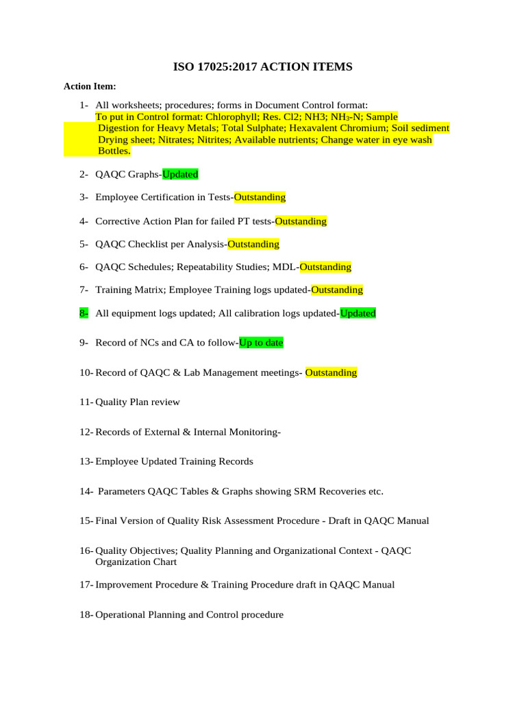 ISO Action Item | PDF