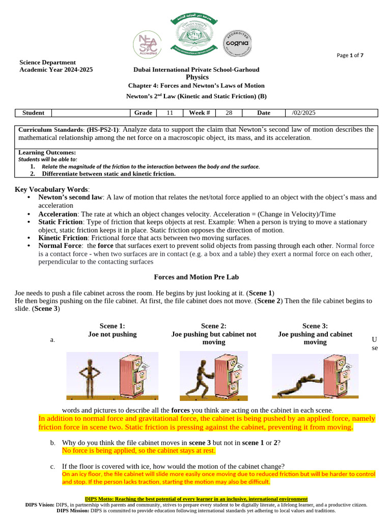 Forces and Newton's Laws: Friction Lab | PDF | Friction | Force