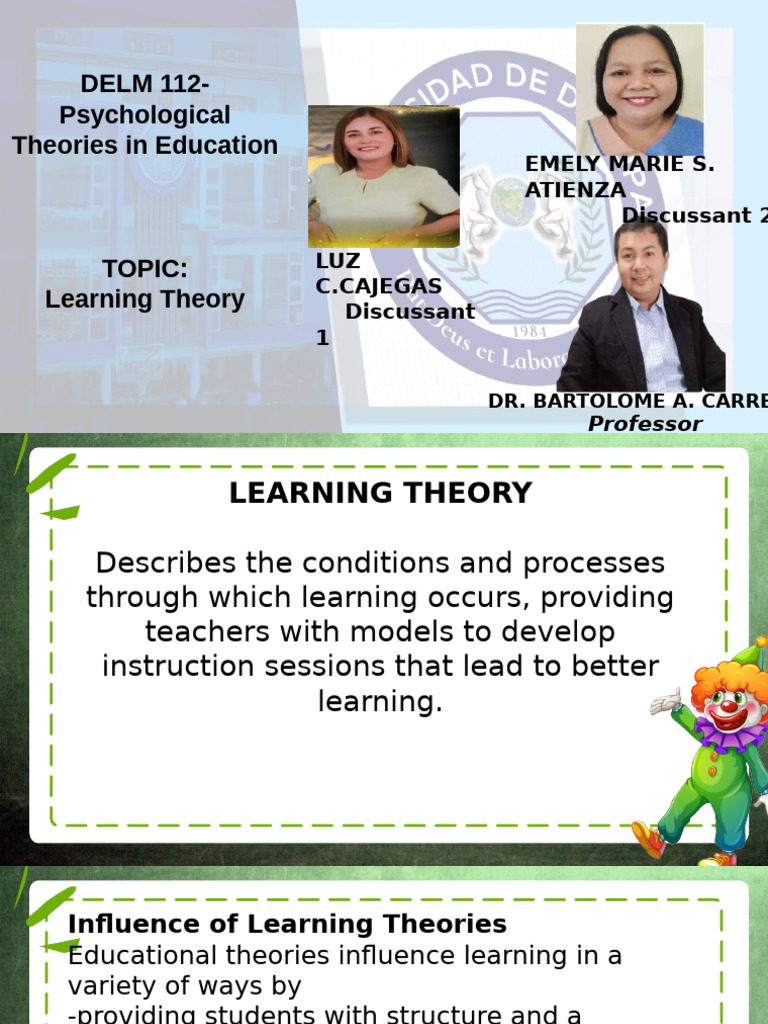 Psychological theories in Learning | PDF | Learning Theory (Education ...