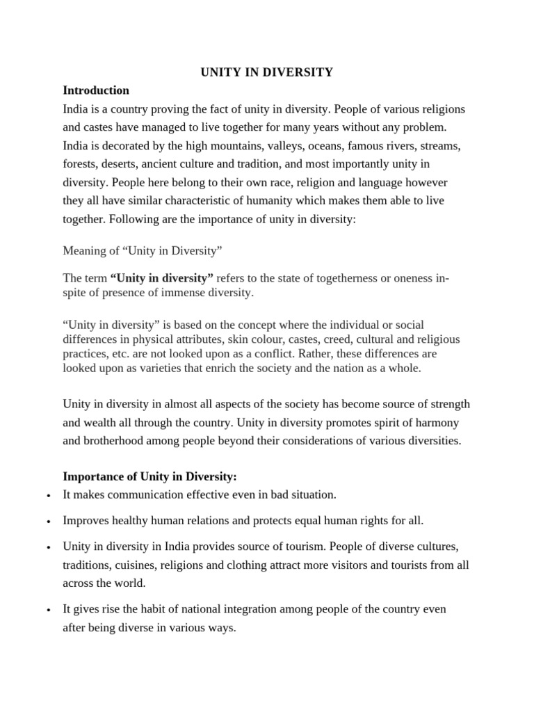 Unity in Diversity: India's Strength | PDF | Sanskrit | Languages Of India