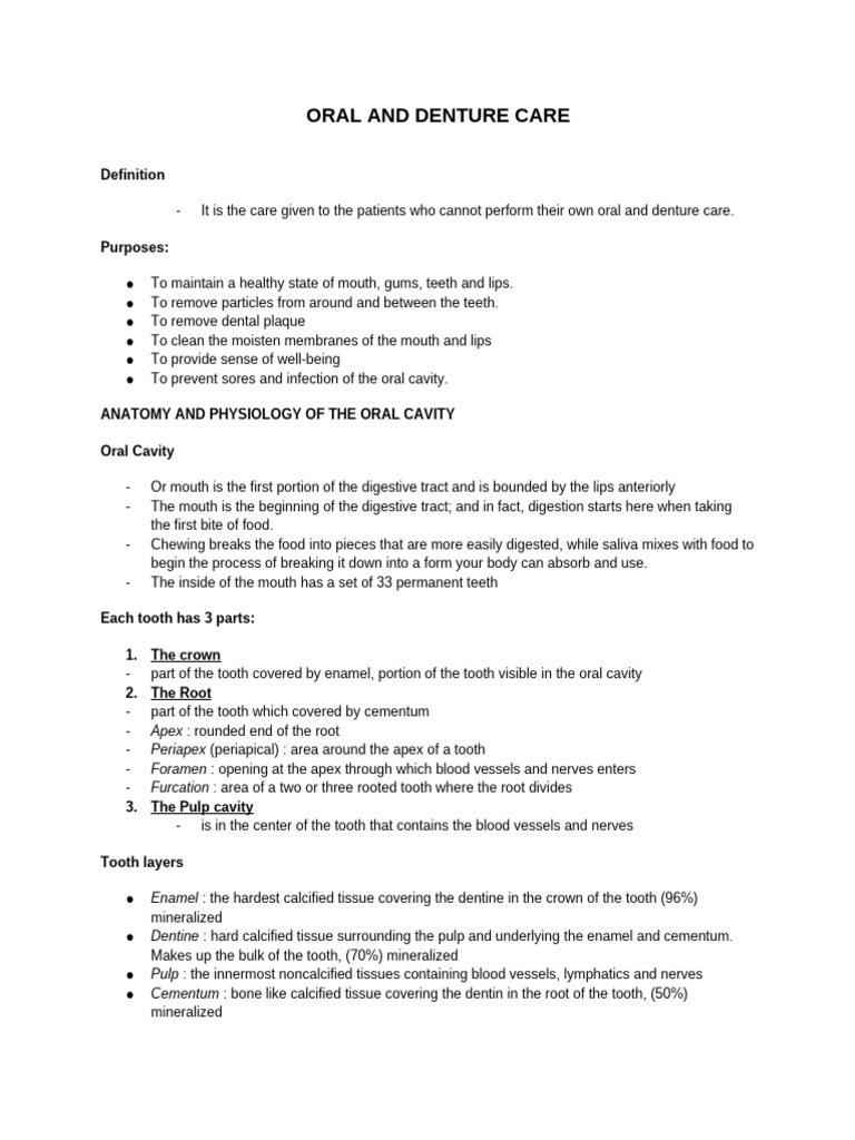 FINal ORAL AND DENTURE CARE | PDF | Human Tooth | Dental Anatomy