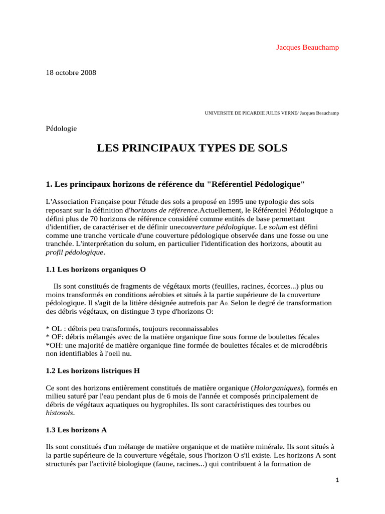 Typologie des principaux types de sols | PDF | Sol (pédologie ...