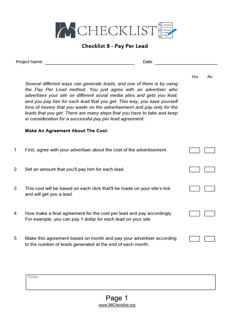 Checklist 8 Pay Per Lead | PDF