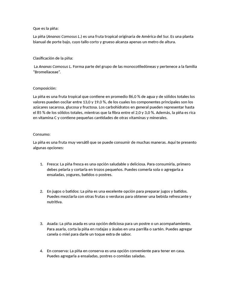 Rueda de Piña: Beneficios y Usos | PDF | Piña | Fruta