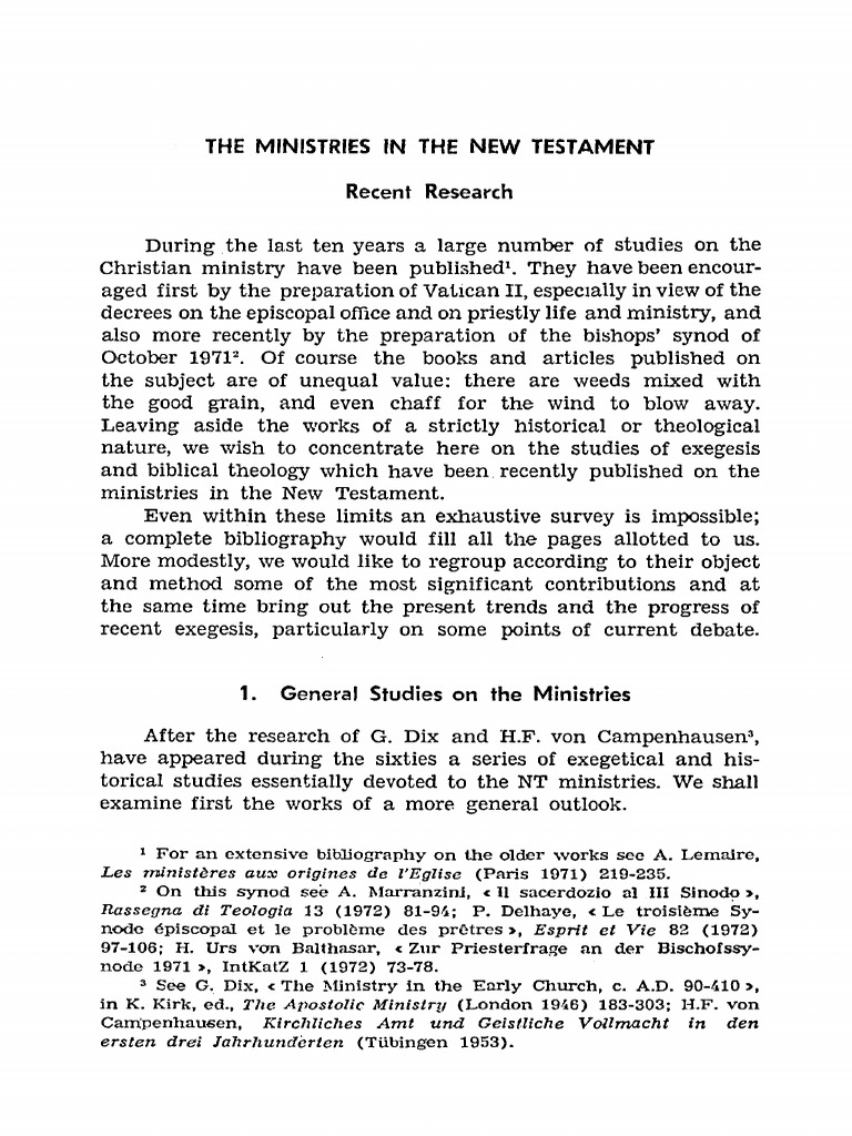 Recent Research: The Ministries THE New Testament | PDF | Apostle ...