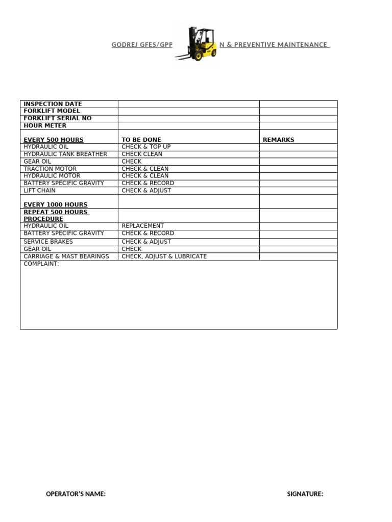 Forklift Lubrication & Maintenance Guide | PDF