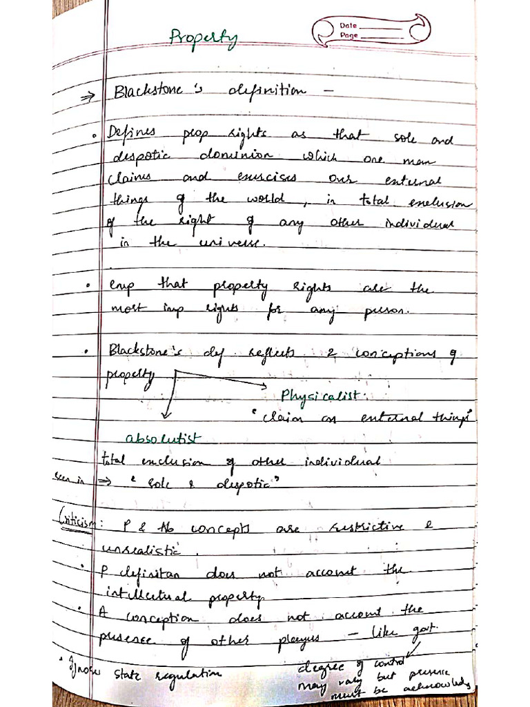 Mid Sem Propert Law Notes Upto Week 4 | PDF