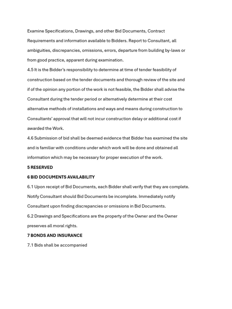 Bid Document Examination Guidelines | PDF