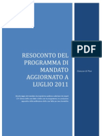 RESOCONTO Del  Programma di mandato Aggiornato a Luglio 2011