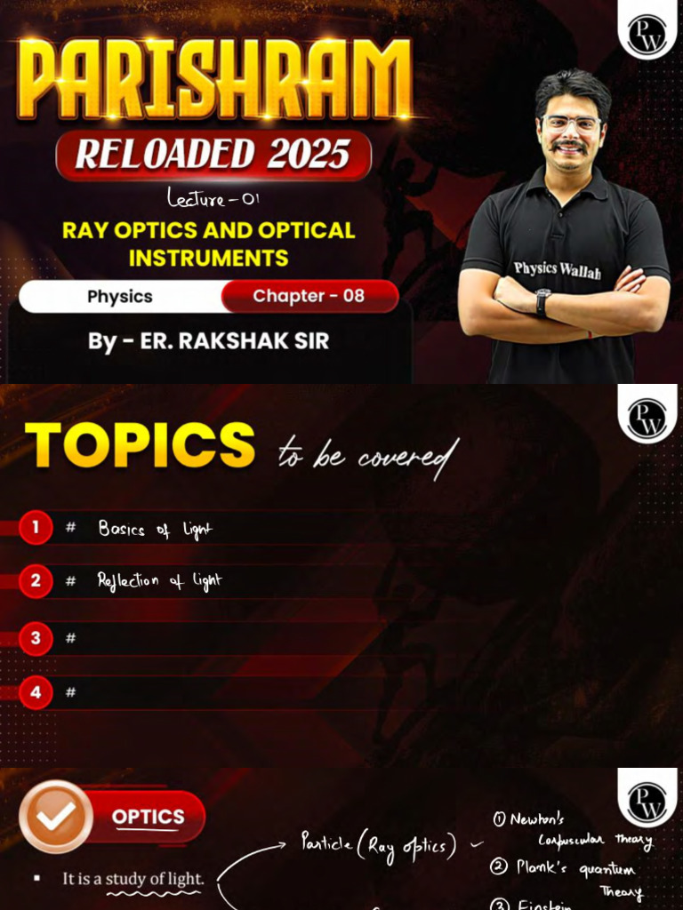 Ray Optics and Optical Instruments 01 - Class Notes - Parishram ...