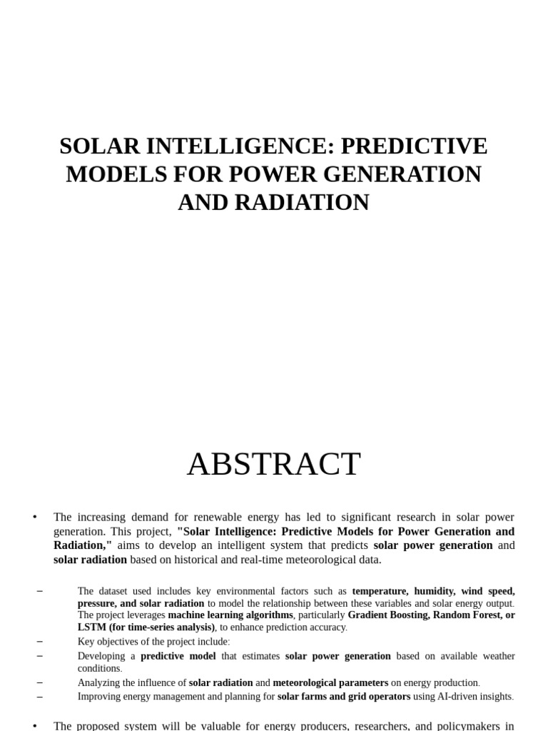 Solar Intelligence for Power Prediction | PDF | Cross Validation ...