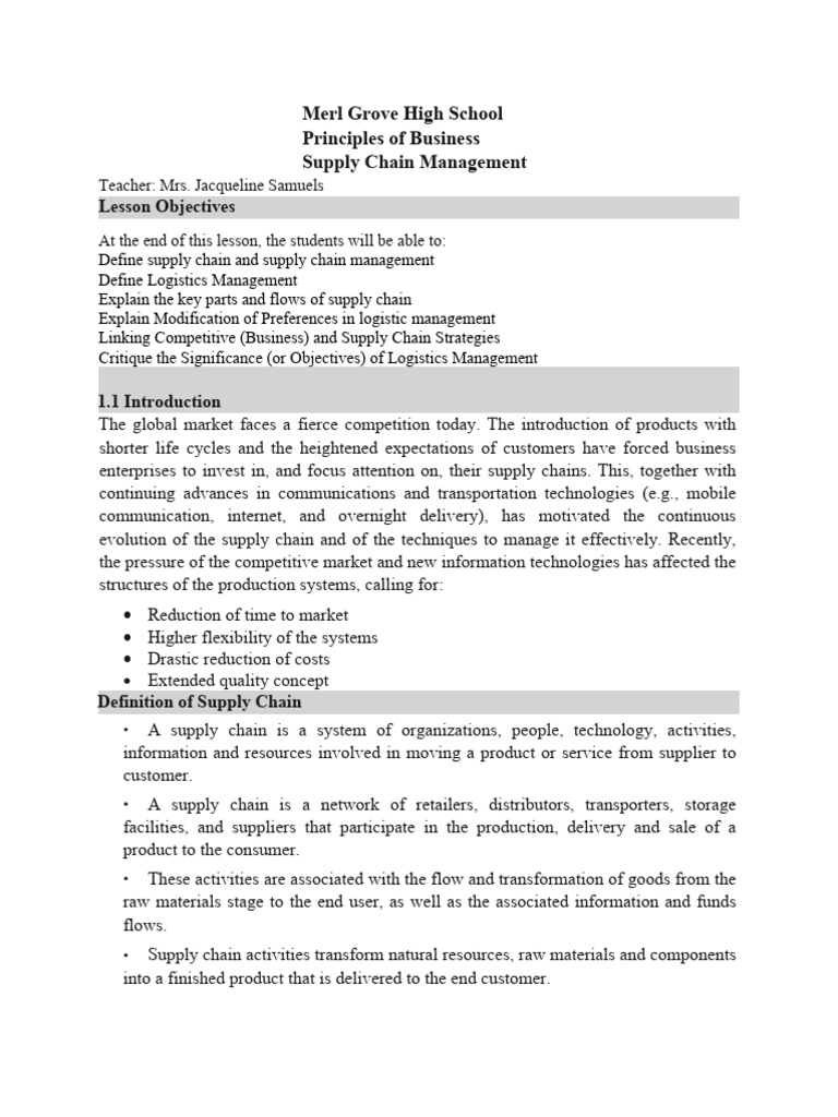 Supply Chain Management Overview | PDF | Logistics | Supply Chain
