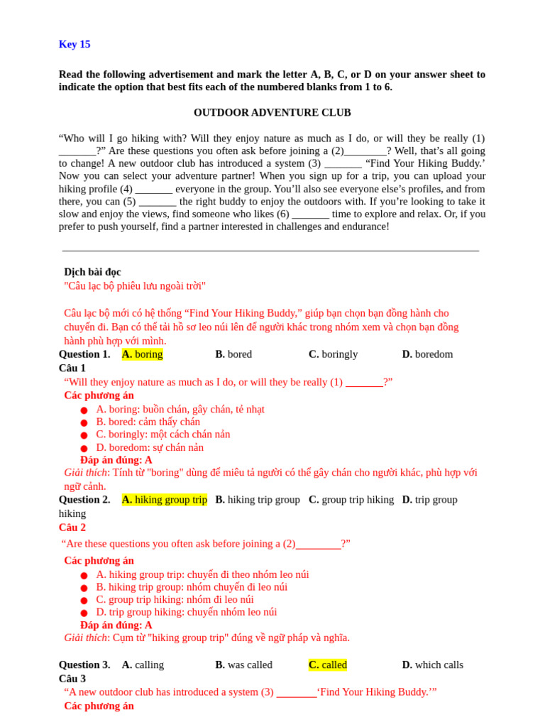 15, Key | PDF